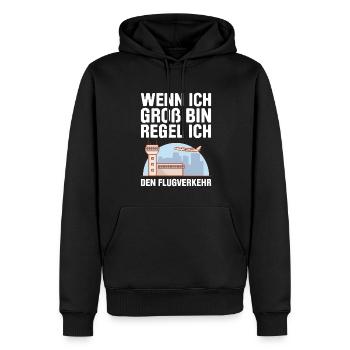 Luftraumkontrolle Für Fluglotsen Flugkontrolleur R - Männer Premium Bio Hoodie - Schwarz - Vorne - Nico (187cm)