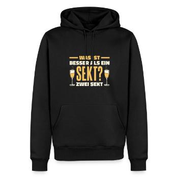 Was ist besser als ein Sekt? Zwei Sekt Lieblingsge - Männer Premium Bio Hoodie - Schwarz - Vorne - Nico (187cm)