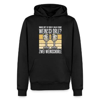 Was ist besser als eine Weinschorle? Zwei Weinscho - Männer Premium Bio Hoodie - Schwarz - Vorne - Nico (187cm)