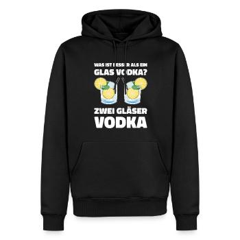 Was ist besser als ein Glas Vodka? Zwei Gläser Vod - Männer Premium Bio Hoodie - Schwarz - Vorne - Nico (187cm)