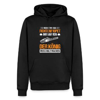 Fichtenmopet Holz machen - Männer Premium Bio Hoodie - Schwarz - Vorne - Nico (187cm)