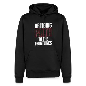 Glauben An Die Front Bringen, Kaplan - Männer Premium Bio Hoodie - Schwarz - Vorne - Nico (187cm)
