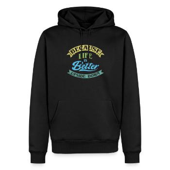 Parce que la vie est à l’envers, zorbing - Sweat à capuche Premium bio Homme - noir - Devant - Nico (187cm)