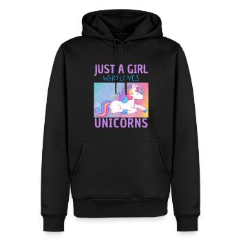 Nur Ein Mädchen, Das Einhörner Liebt. - Männer Premium Bio Hoodie - Schwarz - Vorne - Nico (187cm)