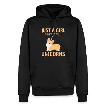 Nur Ein Mädchen, Das Einhörner Liebt - Männer Premium Bio Hoodie - Schwarz - Vorne - Nico (187cm)