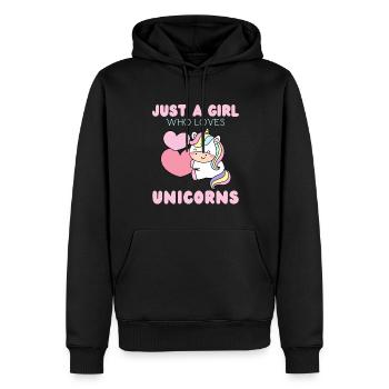 Nur Ein Mädchen, Das Einhörner Liebt. - Männer Premium Bio Hoodie - Schwarz - Vorne - Nico (187cm)