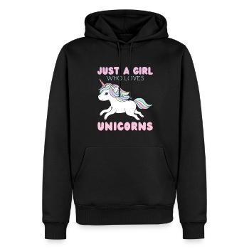 Nur Ein Mädchen, Das Einhörner Liebt. - Männer Premium Bio Hoodie - Schwarz - Vorne - Nico (187cm)