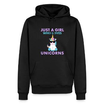 Nur Ein Mädchen, Das Einhörner Liebt. - Männer Premium Bio Hoodie - Schwarz - Vorne - Nico (187cm)