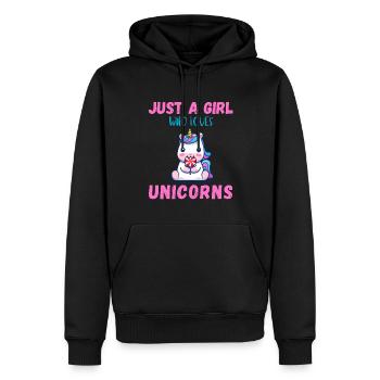 Nur Ein Mädchen, Das Einhörner Liebt. - Männer Premium Bio Hoodie - Schwarz - Vorne - Nico (187cm)