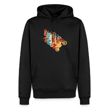 Damen Motocross Dirt Bike Freestyle Motocross - Männer Premium Bio Hoodie - Schwarz - Vorne - Nico (187cm)