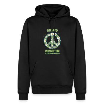Sprüche gegen Rechts - AfD verbieten - Männer Premium Bio Hoodie - Schwarz - Vorne - Nico (187cm)