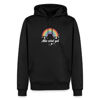 Regenbogen - Alles wird gut! - Männer Premium Bio Hoodie - Schwarz - Vorne - Nico (187cm)