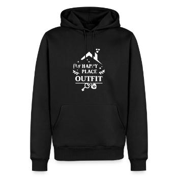 Happy Place Outfit Zuhause Einzug Umzug Wohnung - Männer Premium Bio Hoodie - Schwarz - Vorne - Nico (187cm)
