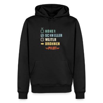 Drohnenpilot Hexacopter Drohnenfliegen - Männer Premium Bio Hoodie - Schwarz - Vorne - Nico (187cm)
