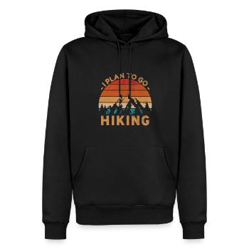 I plan to go hiking - Wanderer Naturbursche Retro - Männer Premium Bio Hoodie - Schwarz - Vorne - Nico (187cm)