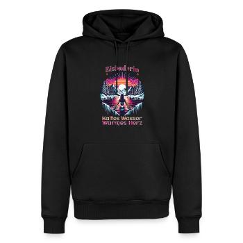 Eisbaderin - Kaltes Wasser - Warmes Herz Retro - Männer Premium Bio Hoodie - Schwarz - Vorne - Nico (187cm)
