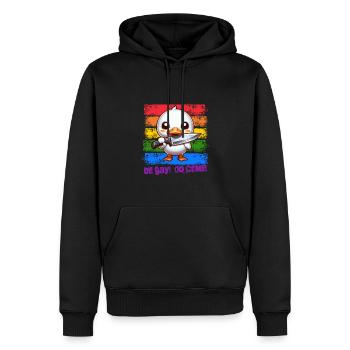 Regenbogen Lgbtq Pride Ente - Be Gay Do Crime - Männer Premium Bio Hoodie - Schwarz - Vorne - Nico (187cm)