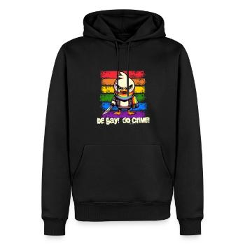 Be Gay Do Crime - Ente Regenbogen Fahne ist PRIDE - Männer Premium Bio Hoodie - Schwarz - Vorne - Nico (187cm)