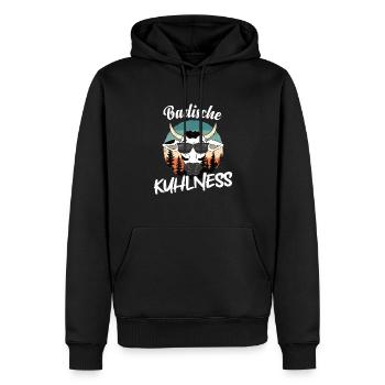 Badische Kuhlness cooler Badner - Männer Premium Bio Hoodie - Schwarz - Vorne - Nico (187cm)