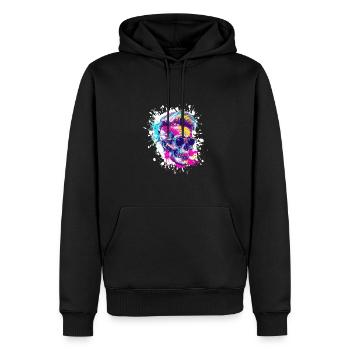 Totenkopf Party Techno - Männer Premium Bio Hoodie - Schwarz - Vorne - Nico (187cm)