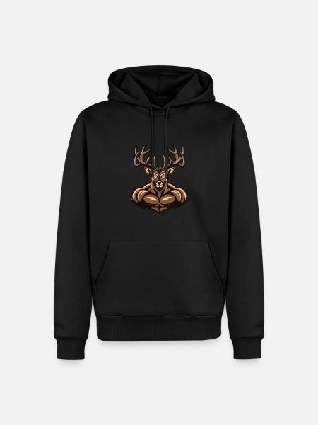 Deer Muscles Bodybuilding - Men’s Premium Organic Hoodie - black