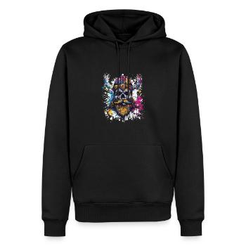 Wikinger Totenkopf - Männer Premium Bio Hoodie - Schwarz - Vorne - Nico (187cm)