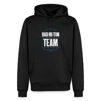 Équipe de badminton - Sweat à capuche Premium bio Homme - noir - Devant - Nico (187cm)
