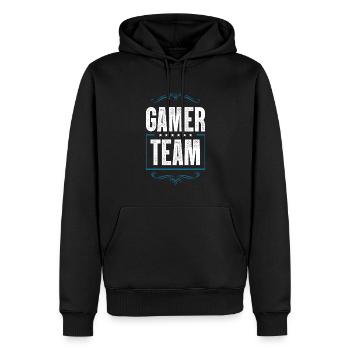 Équipe de joueurs - Sweat à capuche Premium bio Homme - noir - Devant - Nico (187cm)