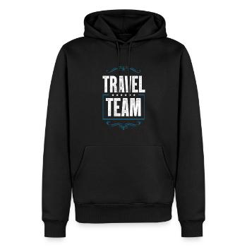 Travel Team - Männer Premium Bio Hoodie - Schwarz - Vorne - Nico (187cm)