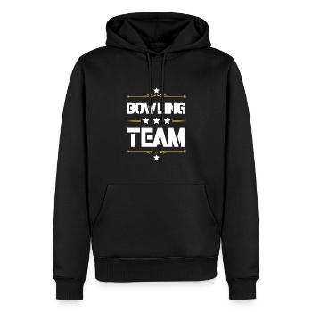 Bowling Team - Männer Premium Bio Hoodie - Schwarz - Vorne - Nico (187cm)