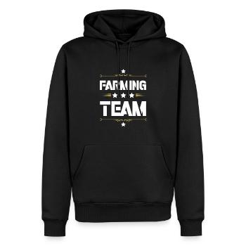 Farming Team - Männer Premium Bio Hoodie - Schwarz - Vorne - Nico (187cm)
