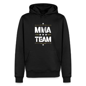 L’équipe Mma - Sweat à capuche Premium bio Homme - noir - Devant - Nico (187cm)