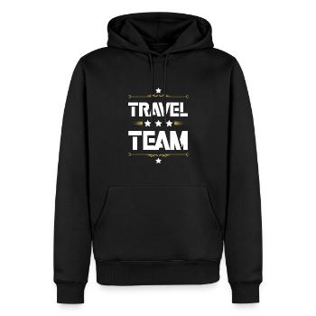 Travel Team - Männer Premium Bio Hoodie - Schwarz - Vorne - Nico (187cm)