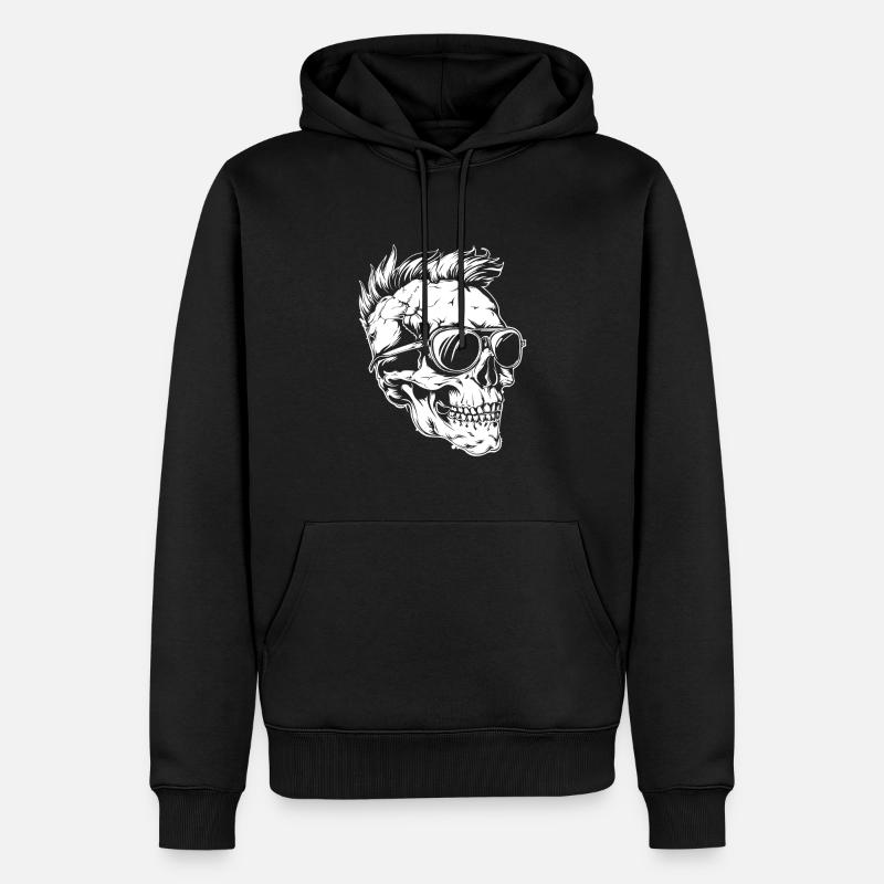 Punker Totenkopf - Männer Premium Bio Hoodie - Schwarz