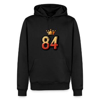 84 Nombre Couronne - Sweat à capuche Premium bio Homme - noir - Devant - Nico (187cm)