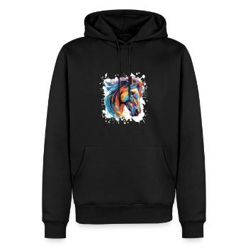 Pferd Tier Pop Art Kopf - Männer Premium Bio Hoodie - Schwarz - Vorne - Nico (187cm)