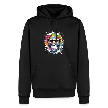 Monkey Animal Pop Art Head - Men’s Premium Organic Hoodie - black - Front - Nico (187cm)