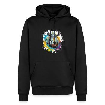 Nashorn Tier Pop Art Kopf - Männer Premium Bio Hoodie - Schwarz - Vorne - Nico (187cm)