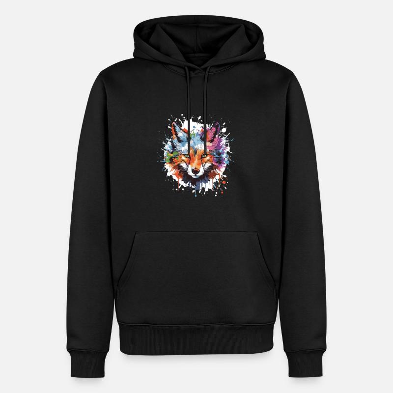 Fuchs Tier Pop Art Kopf - Männer Premium Bio Hoodie - Schwarz