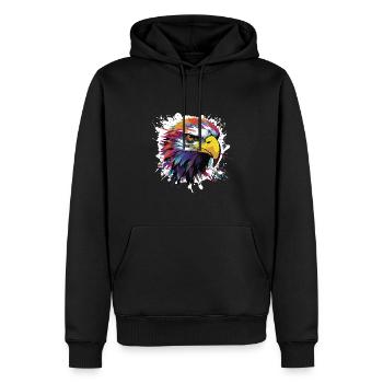 Adler Tier Pop Art Kopf - Männer Premium Bio Hoodie - Schwarz - Vorne - Nico (187cm)