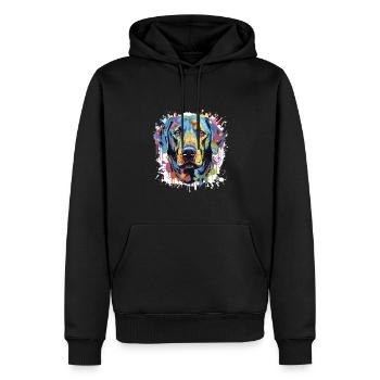 Labrador Hund Tier Pop Art Kopf - Männer Premium Bio Hoodie - Schwarz - Vorne - Nico (187cm)
