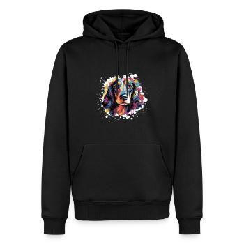 Dachshund Hund Kopf Porträt Dackel - Männer Premium Bio Hoodie - Schwarz - Vorne - Nico (187cm)