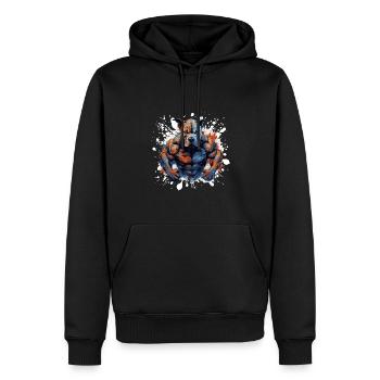 Hund Pit Muskeln Fighter Beast - Männer Premium Bio Hoodie - Schwarz - Vorne - Nico (187cm)