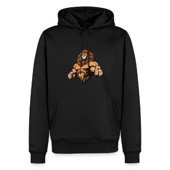 Bête Lion - Sweat à capuche Premium bio Homme - noir - Devant - Nico (187cm)