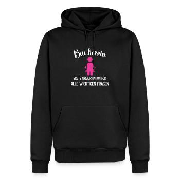 Bauherrin für alle wichtigen Fragen - Männer Premium Bio Hoodie - Schwarz - Vorne - Nico (187cm)