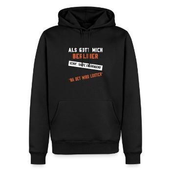 Als Gott mich Berliner schuf - Berlin - Männer Premium Bio Hoodie - Schwarz - Vorne - Nico (187cm)