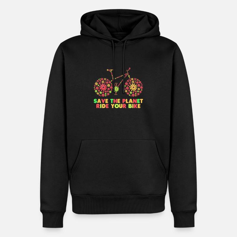 Vélo Fleurs Années 70 - Sweat à capuche Premium bio Homme - noir
