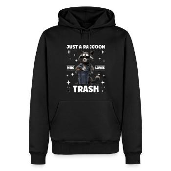 Mignon raton laveur Juste un raton laveur qui aime les déchets - Sweat à capuche Premium bio Homme - noir - Devant - Nico (187cm)