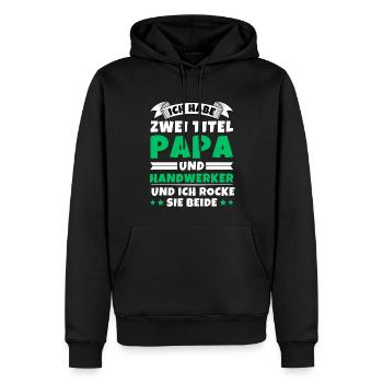 Ich habe 2 Titel Papa und Handwerker - Männer Premium Bio Hoodie - Schwarz - Vorne - Nico (187cm)