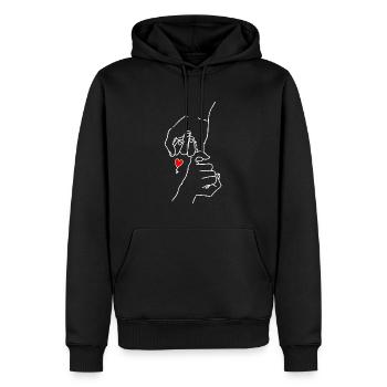Best Friends Hände mit Herz - Männer Premium Bio Hoodie - Schwarz - Vorne - Nico (187cm)